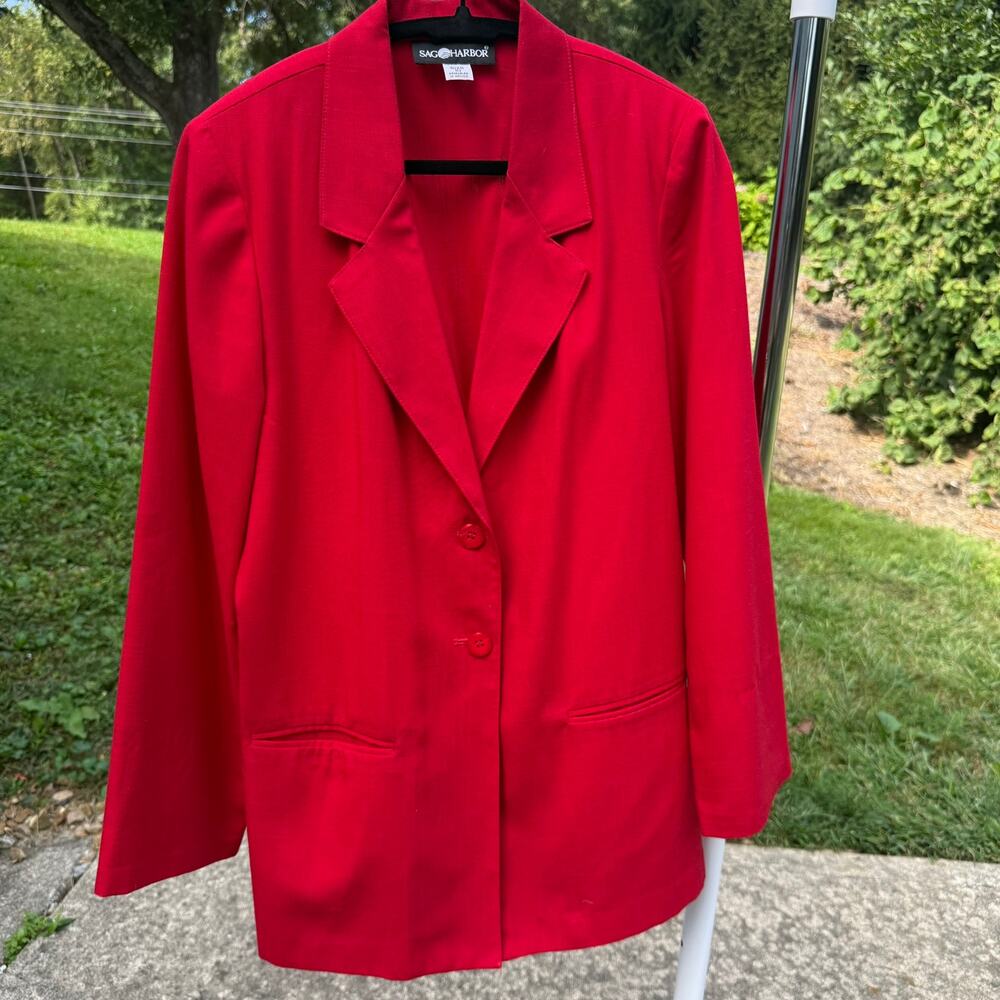 Sag Harbor Blazer Jacket Vintage‎ Women Size 10 Red Classic Professional Career